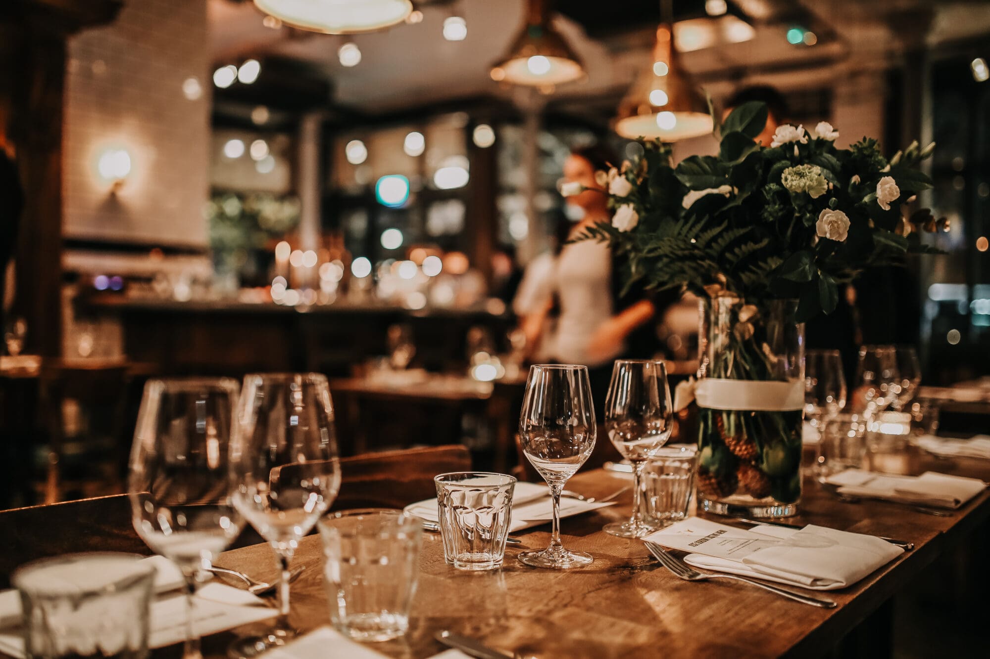 Elegant table set up for a romantic dinner. Concept of catering,